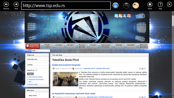 Maturski rad: Stojanović Nenad, IV-4 "Windows 8 Web browser"